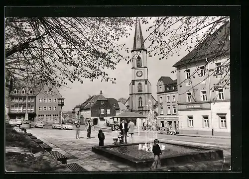 AK Stollberg /Erzgeb., Marktplatz mit Kirche
