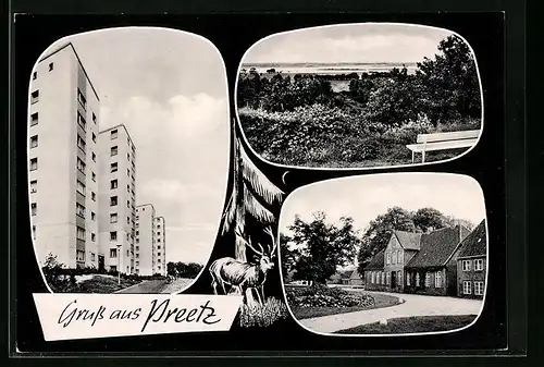 AK Preetz i. Holst., Drei Ansichten aus dem Ort