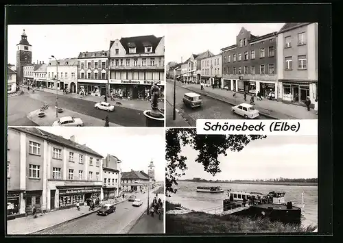 AK Schönebeck (Elbe), Platz der Deutsch-Sowjetischen Freundschaft, Salzer Strasse, Anlegestelle der Weissen Flotte