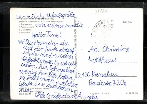 AK Kipsdorf, FDGB-Erholungsheim Margarete Walter, Speiseraum, Aussenansicht, Gaststätte und Klubraum