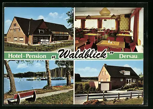 AK Dersau /Grosser Plöner See, Hotel-Pension Waldblick in vier Ansichten