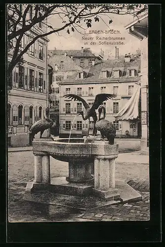 AK Baden-Baden, Neuer Reiherbrunnen in der Sofienstrasse