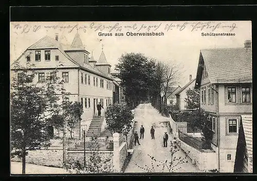 AK Oberweissbach, Schützenstrasse mit Anwohnern