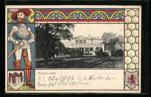Präge-AK Düsseldorf, Ortspartie, Ritter, Passepartout