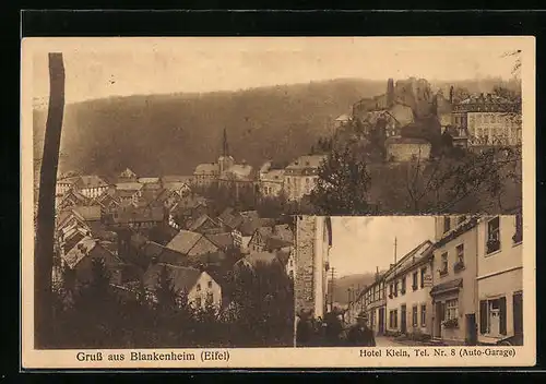 AK Blankenheim /Eifel, Hotel Klein, Teilansicht mit Ruine