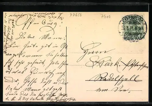 AK Offenburg, Wilhelmstrasse mit Anwohnern