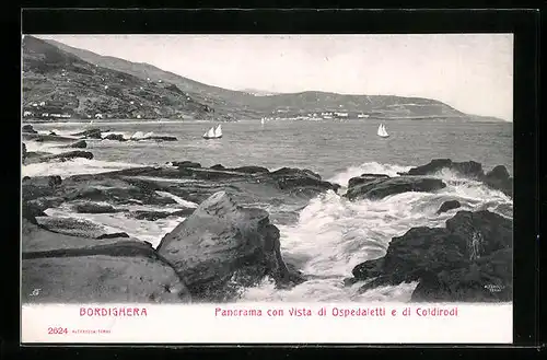 AK Bordighera, Panorama con vista di Ospedaletti e di Coldirodi