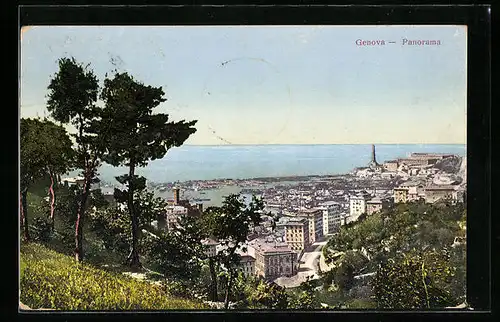 AK Genova, Panorama aus der Vogelschau