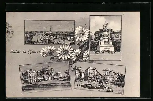 AK Genova, Vier Ansichten aus der Stadt