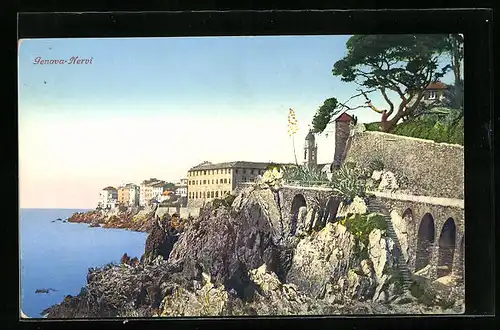 AK Genova-Nervi, Teilansicht am Meer