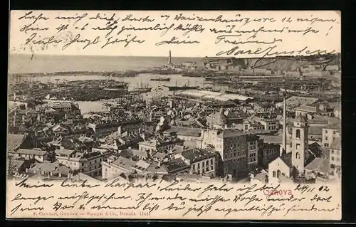 AK Genova, Stadtansicht aus der Vogelschau