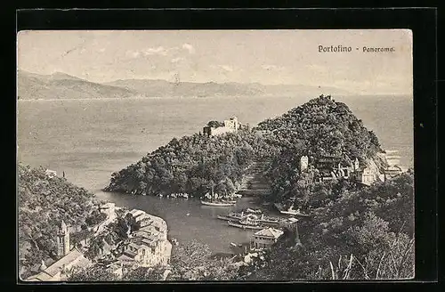 AK Portofino, Panorama aus der Vogelschau