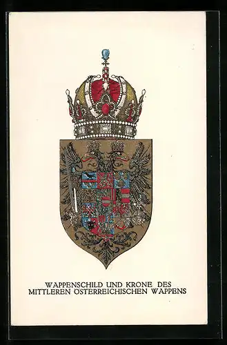 AK Rotes Kreuz Nr. 286: Wappenschild und Krone des mittleren österreichischen Wappens, Kriegsfürsorge
