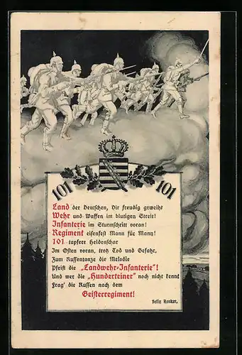 AK Land der Deutschen..., Felix Renker, Soldaten des Geisterregiments 101