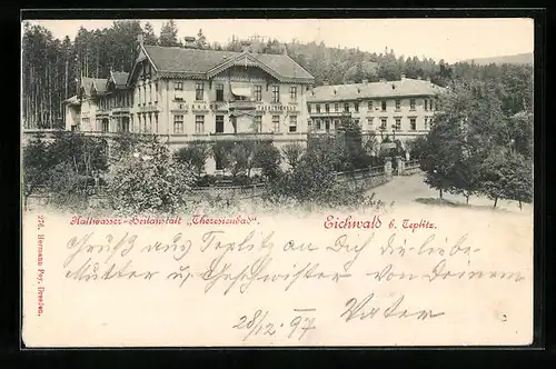 AK Eichwald b. Teplitz, Kaltwasser-Heilanstalt Theresienbad