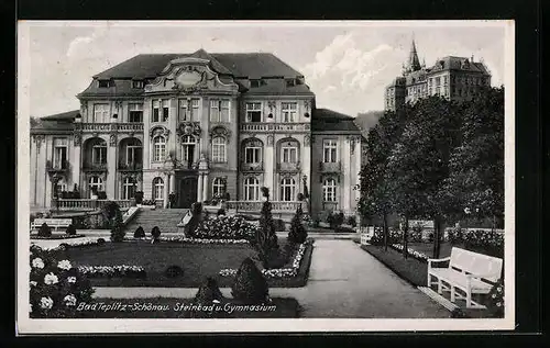 AK Bad Teplitz-Schönau, Steinbad und Gymnasium