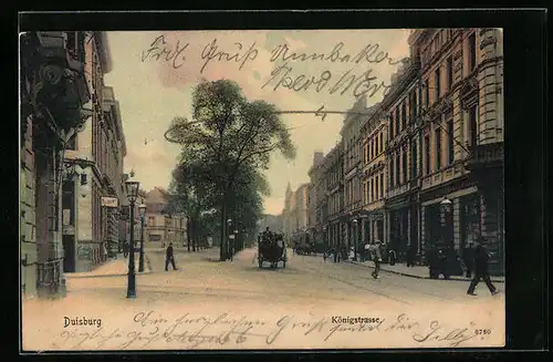AK Duisburg, Königstrasse mit Restaurant