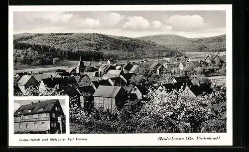 AK Weidenhausen /Kr. Biedenkopf, Gastwirtschaft und Metzgerei Karl Thomas, Teilansicht