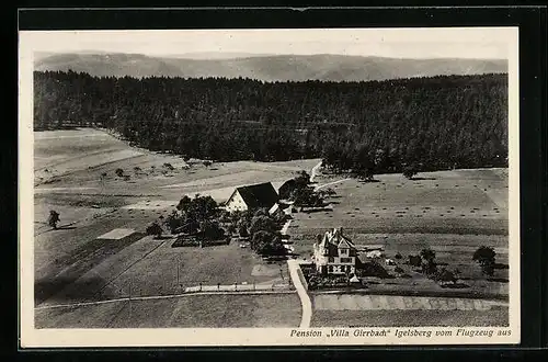 AK Igelsberg /Schwarzwald, Pension Villa Girrbach vom Flugzeug aus