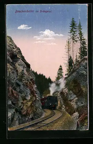 AK Brockenbahn im Drängetal mit Bergbahn