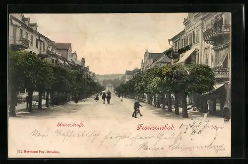AK Franzensbad, Blick auf Kaiserstrasse
