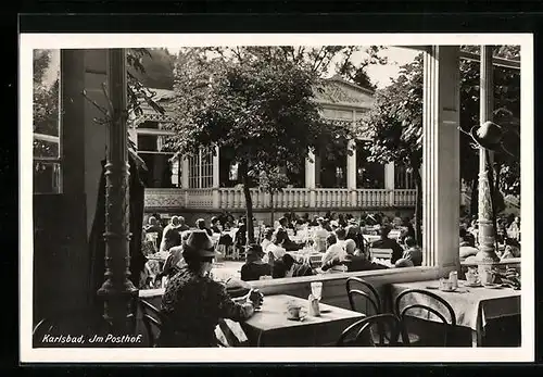 AK Karlsbad, Im Café Posthof