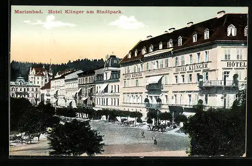 AK Marienbad, Hotel Klinger am Stadtpark