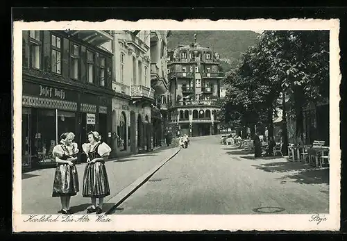 AK Karlsbad, Die alte Wiese, Gewerbe Josef Husy