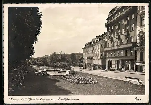 AK Marienbad, Parkanlagen am Kreuzbrunnen