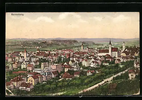 AK Ravensburg, Generalansicht der Stadt