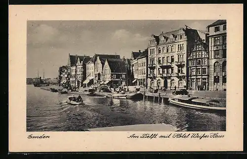 AK Emden, am Delft mit dem Hotel Weisses Haus
