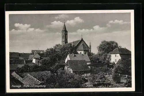 AK Niemegk, Blick auf die Kirche und die Umgebung