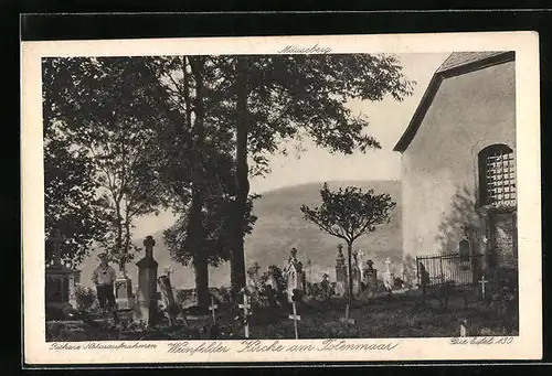 AK Daun, Weinfelder, Kirche am Totenmaar