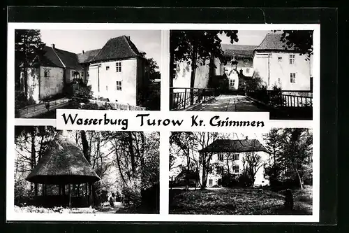 AK Glewitz, Wasserburg Turow in vier Ansichten