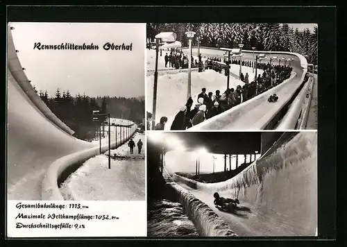 AK Oberhof, Drei Ansichten von der Rennschlittenbahn