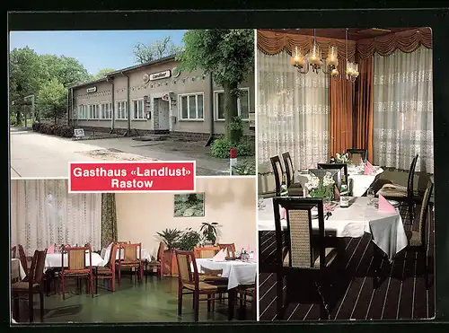 AK Rastow, Gasthaus Landlust in drei Ansichten