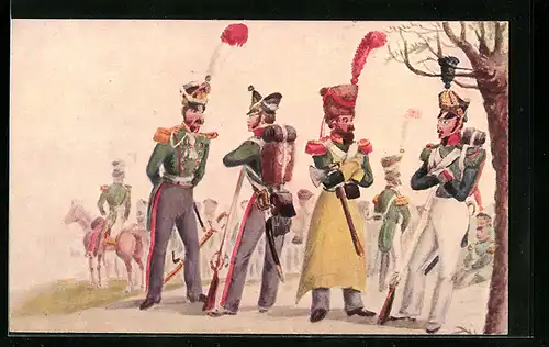 Künstler-AK Soldaten der 5. Infanterie 1814, Befreiungskriege