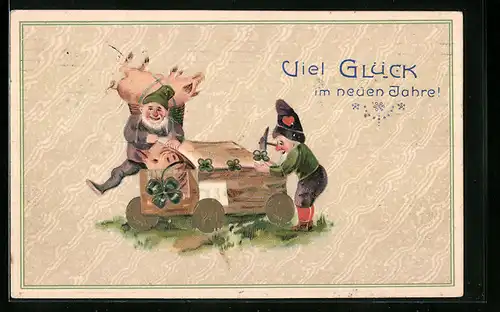AK Zwerge wünschen viel Glück im neuen Jahre