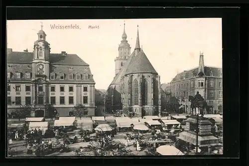 AK Weissenfels, Markt aus der Vogelschau
