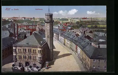 AK Hof a. Saale, Rathaus aus der Vogelschau