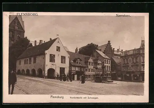 AK Flensburg, Nordermarkt mit Schrangen