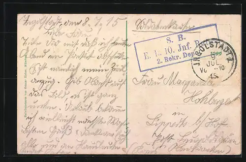 AK Ingolstadt, Totalansicht mit Brücke und Reichsadler