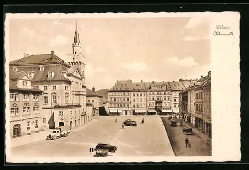 AK Löbau, Altmarkt mit Rathaus