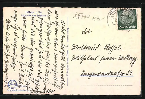 AK Löbau, Altmarkt mit Rathaus