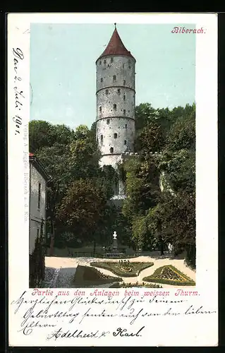 AK Biberach, Partie aus den Anlagen beim weissen Turm