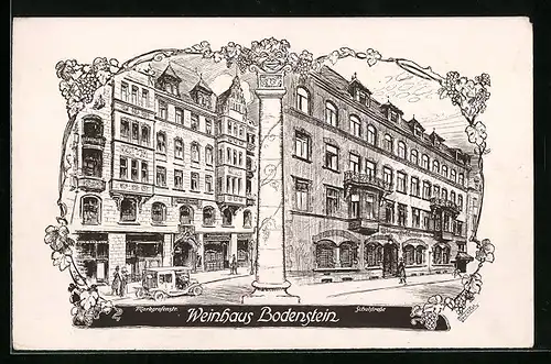 Künstler-AK Berlin, Gasthaus Bodenstein, Ecke Markgrafenstrasse und Schulstrasse