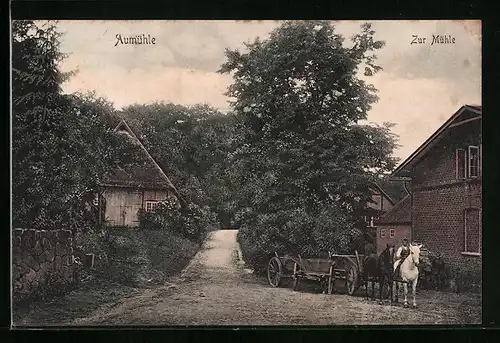 AK Aumühle, Gasthaus Zur Mühle mit Pferdewagen