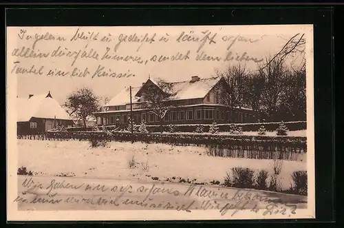 AK Aumühle, Gasthaus Fischerhaus im Schnee