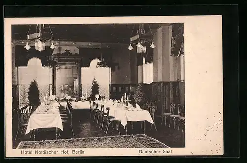 AK Berlin, Hotel Nordischer Hof, Invalidenstr. 125-126, Deutscher Saal, Innenansicht