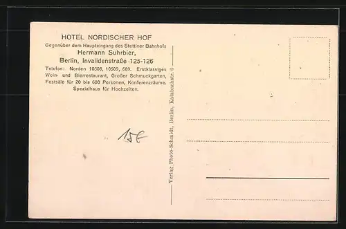 AK Berlin, Hotel Nordischer Hof, Invalidenstr. 125-126, Deutscher Saal, Innenansicht